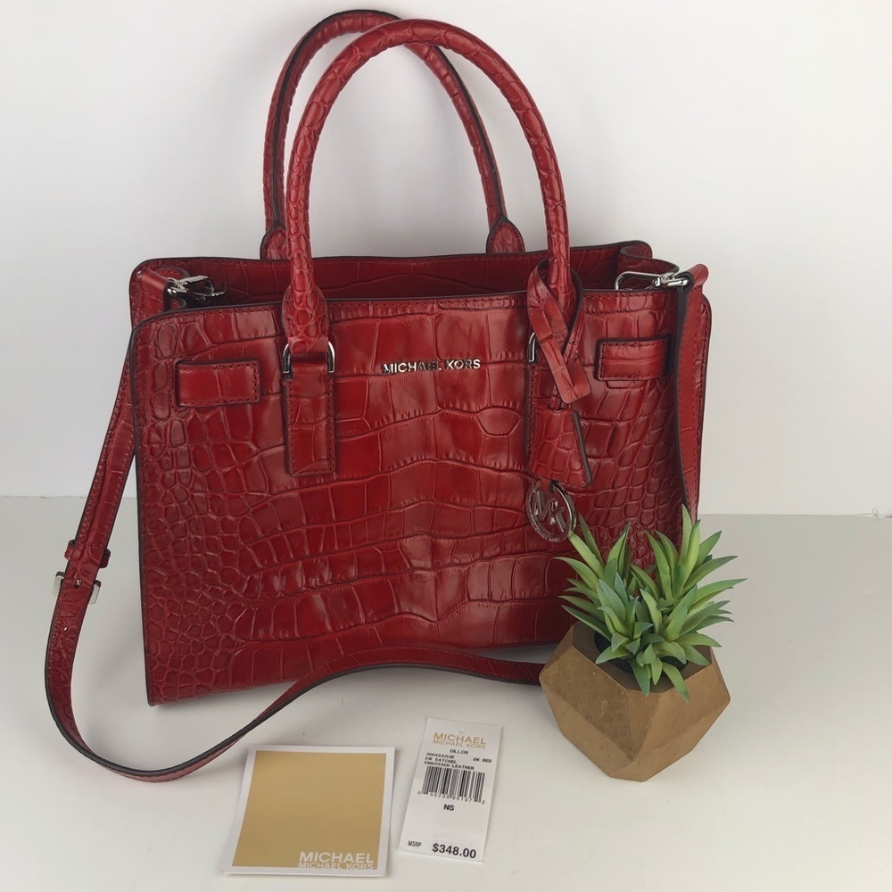 Michael Kors Dillon NS Croc Embossed Leather Purse